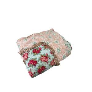 Matilda Jane Floral Ruffle Mixed Media Twin Comforter Bedding Lightweight 64X82